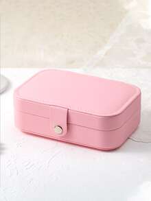 1pc Solid Color Jewelry Box - Pink - View 4