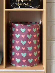 1pc Heart Print Clothes Storage Basket - Purple - View 2