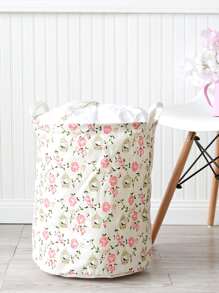 花卉印花衣服收纳篮洗衣篮，洗衣篮浴室收纳篮，篮子，收纳篮，可折叠洗衣篮