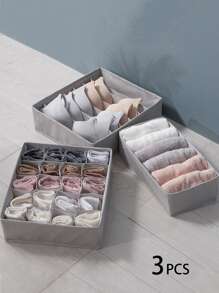 WHICHLIFE 3pcs Underwear & Socks Storage Box Set, Keep Your Drawers Organized & Clutter-Free Halloween Decorations Halloween Costumes Autumn Decor Festival Decor - Grey - View 1