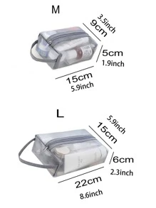 1pc Plain Mesh Toiletry Travel Bag - Grey - View 4