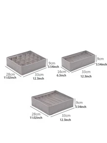 WHICHLIFE 3pcs Underwear & Socks Storage Box Set, Keep Your Drawers Organized & Clutter-Free Halloween Decorations Halloween Costumes Autumn Decor Festival Decor - Grey - View 3