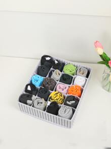 1 pieza Caja de almacenamiento de tela reutilizable con 20 compartimentos, organizador plegable de armario con patrón de rayas para guardar calcetines, vestidos, pantalones, zapatos, jeans, botas, faldas - Multicolor - Ver 2