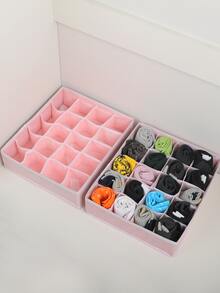 WHICHLIFE 1pc 20 Grid Socks Storage Box Bedroom, Organizer, Home Storage, For White T-Shirt Women, Black Pants Women, Ladies Winter Clothes, Dress, Winter Clothes For Ladies, Elegant Woman Dresses, White Shirt For Ladies, Long Sleeve, White Jumpsuit For Women, Spring Dresses For Women, Spring Outfits For Women, Spring, Spring Clothes, Minimalist, Summer Tops Storage - Pink - View 2