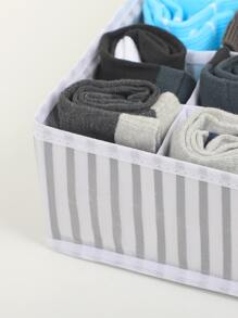 1 pieza Caja de almacenamiento de tela reutilizable con 20 compartimentos, organizador plegable de armario con patrón de rayas para guardar calcetines, vestidos, pantalones, zapatos, jeans, botas, faldas - Multicolor - Ver 6