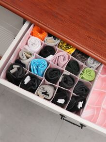 WHICHLIFE 1pc 20 Grid Socks Storage Box Bedroom, Organizer, Home Storage, For White T-Shirt Women, Black Pants Women, Ladies Winter Clothes, Dress, Winter Clothes For Ladies, Elegant Woman Dresses, White Shirt For Ladies, Long Sleeve, White Jumpsuit For Women, Spring Dresses For Women, Spring Outfits For Women, Spring, Spring Clothes, Minimalist, Summer Tops Storage - Pink - View 6