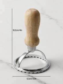 1pc Round Dumpling Mold, Wooden Handle Dough Press Mold For Kitchen - Silver - View 2