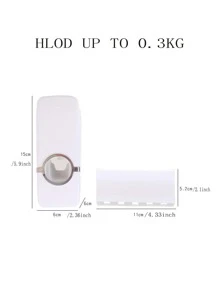 1 cái Dụng Cụ Vắt Kem Đánh Răng Bằng Nhựa Tự Động Với 1 Giá Để Bàn Chải Đánh Răng, Màu Trắng Đơn Giản Di Động Treo Tường Có Thể Rửa Được Kem Đánh Răng Vắt Với 1 Giá Để Bàn Chải Đánh Răng - trắng - Xem 2