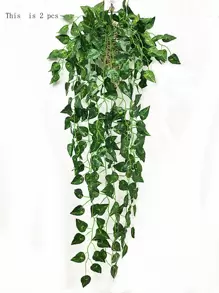 1pc 6.9 FT Green Artificial Plants, Silk Artificial Hanging Garland Plants Vine Leaves DIY Home Wedding Party Bathroom Garden Decoration - Green - View 8