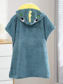 YAXING 1pc Unicorn Microfiber Hooded Cape For Children, Cartoon Printed Beach Towel Robe, Quick-Drying And Absorbent Towel Poncho, Beach Essentials, Travel Supplies - Green - View 2