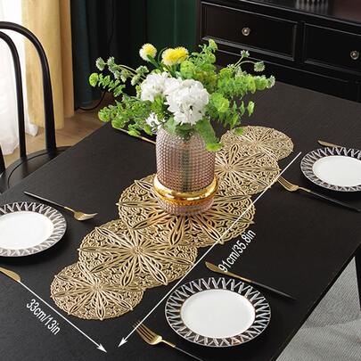 1 pieza Camino de mesa con abertura con diseño de flor