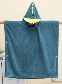 YAXING 1pc Unicorn Microfiber Hooded Cape For Children, Cartoon Printed Beach Towel Robe, Quick-Drying And Absorbent Towel Poncho, Beach Essentials, Travel Supplies - Green - View 5