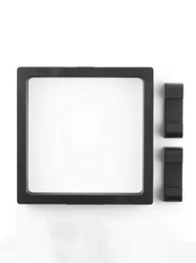 1pc Black Clear Floating 3D Film Display Stand Jewelry Storage Box - Black - View 6