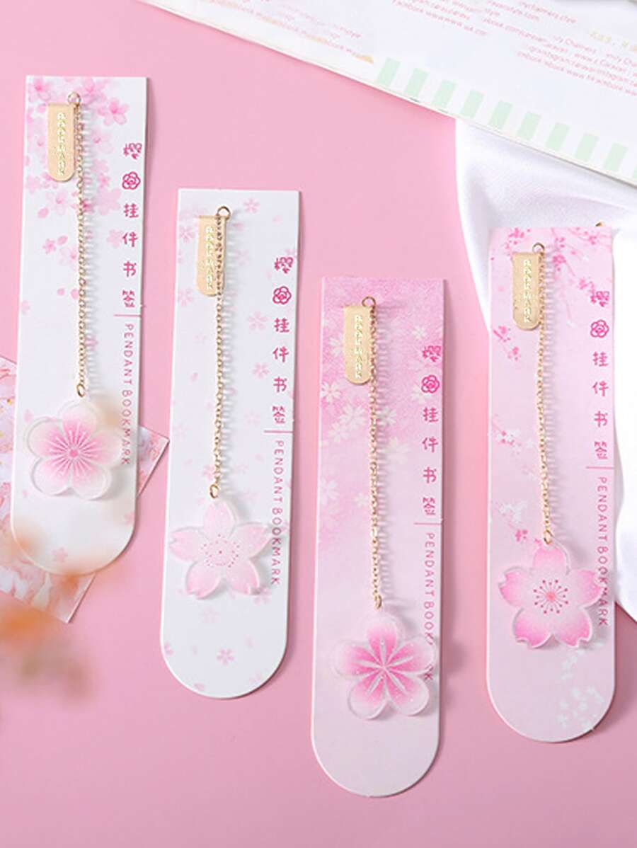 1pc Cherry Blossom Shaped Bookmark Ngẫu nhiên - Hồng - Xem 1