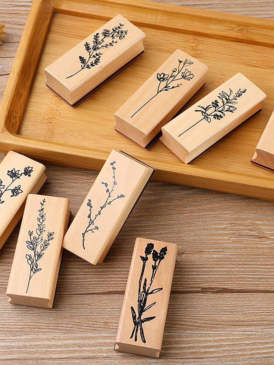1入組隨機植物圖案印章
