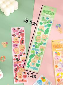 2 piezas Pegatina con estampado de oso de dibujos animados al azar - Multicolor - Ver 2