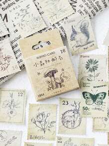 1 Caja Pegatina De Planta Vintage - Multicolor - Ver 1