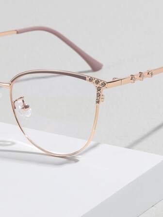 1 Pair Cat Eye Rhinestone Metal Fashion Glasses