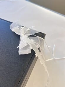 1 Polyester Tặng Nơ, Trái Tim Trắng Chi Tiết Trang Trí Gói Quà Cho Tiệc Cưới - trắng - Xem 2