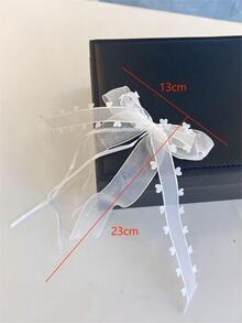 1 Polyester Tặng Nơ, Trái Tim Trắng Chi Tiết Trang Trí Gói Quà Cho Tiệc Cưới - trắng - Xem 3