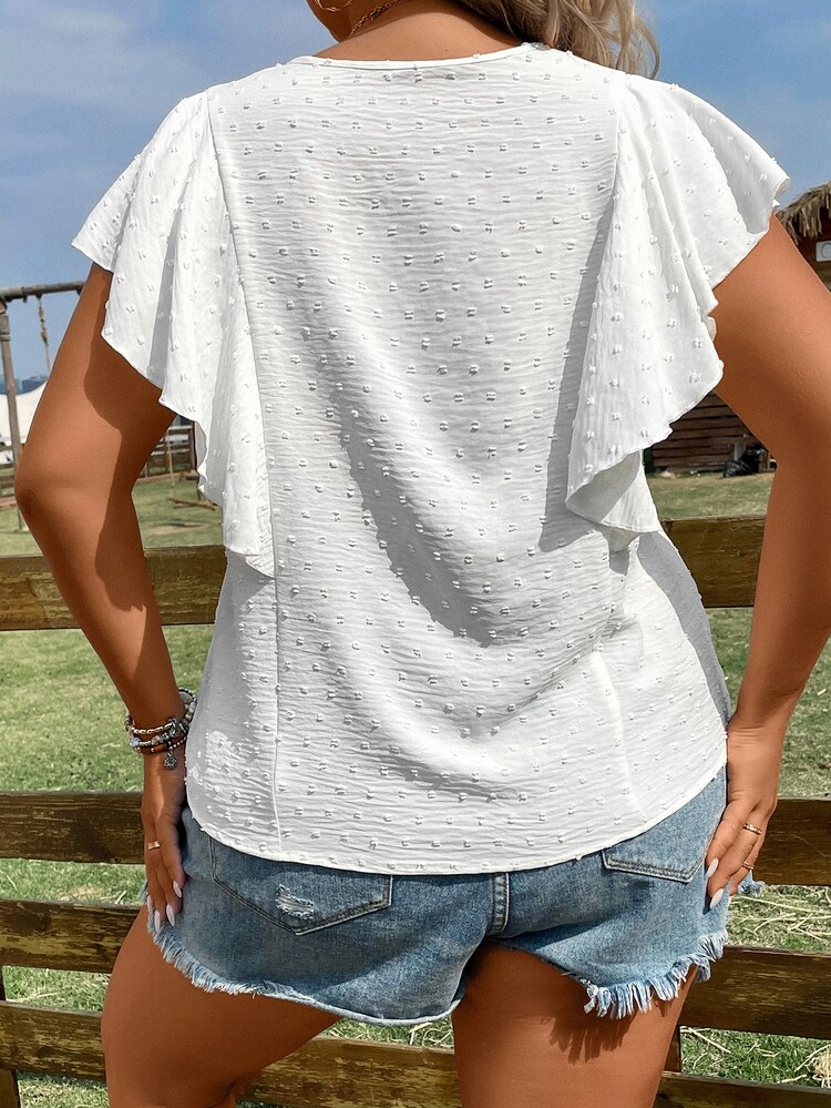 Calvaya Blusa de lunares de manga mariposa - Blanco - Añade 3