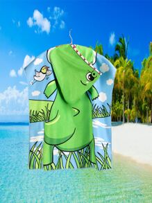 1pc Cute Dinosaur Print Kid's Bath Towel, Kid's Shower Towel For Bathroom - Green - View 2