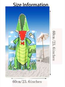 1pc Cute Dinosaur Print Kid's Bath Towel, Kid's Shower Towel For Bathroom - Green - View 5