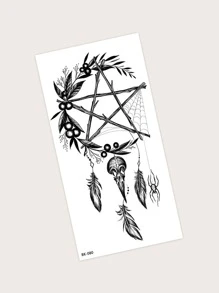 1張星星印花紋身貼紙 - 黑色 - 查看 3