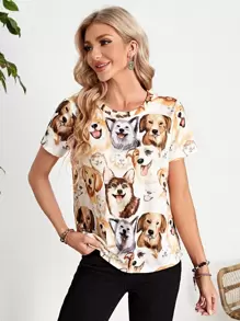 EMERY ROSE 小狗印花T恤 - 彩色 - 查看 1