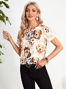 EMERY ROSE 小狗印花T恤 - 彩色 - 查看 3