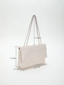 翻蓋草編包紙度假 - 米色 - 查看 5