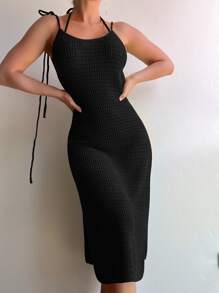 SHEIN Sommerkleid mit rückenfreiem Schlitz und Schlitz am Oberschenkel