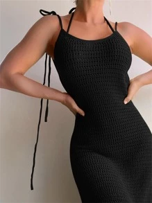 SHEIN Sommerkleid mit rückenfreiem Schlitz und Schlitz am Oberschenkel