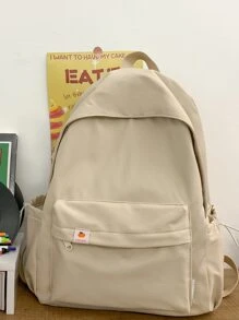 Ba lô cổ điển tối giảnBa lô đi học, sức chứa lớn, di động, nhẹ, thích hợp cho các cô gái tuổi teen, nữ sinh viên đại học, nam và nam, hoàn hảo để đi học, đại học, tiểu học, trung học cơ sở, trung học phổ thông, công việc, kinh doanh, đi làm - Màu be - Xem 2