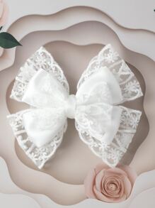 Kẹp tóc trang trí nơ cho bé gái mới biết đi - trắng - Xem 2