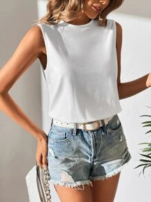 SHEIN Tall 素色背心上衣 - 白色 - 查看 6