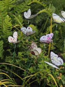 12入組/套PVC裝飾花園樁蝴蝶設計花園草坪通道露台裝飾品 - 彩色 - 查看 5