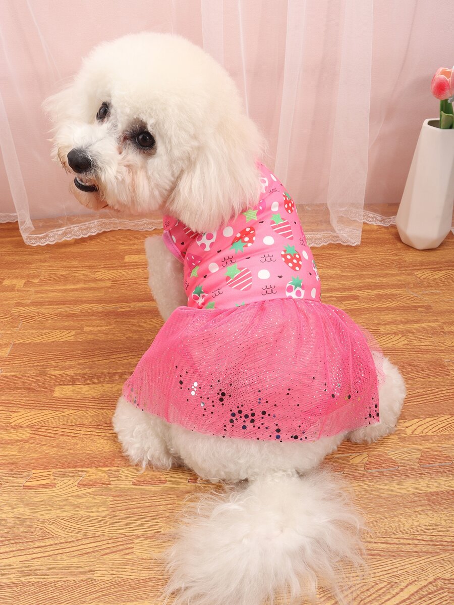 1pc Cute Polyester Pet Mesh Skirt Suitable For Small Dogs Such As Teddy, Bichon, All Seasons - Multicolor - View 1