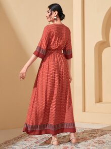 Modelyn Geo Print Belted Dress - Multicolor - View 2