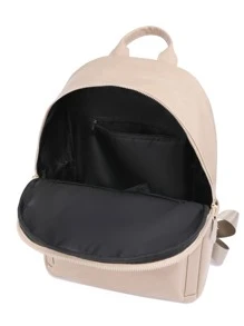 Waterproof,Lightweight Beige Classic Backpack Metal Decor Fashion Backpack - Beige - View 3