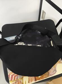 Men Letter Patch Bum Bag - Black - View 3