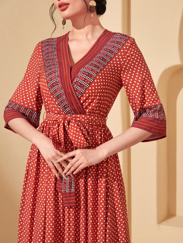 Modelyn Geo Print Belted Dress - Multicolor - View 6