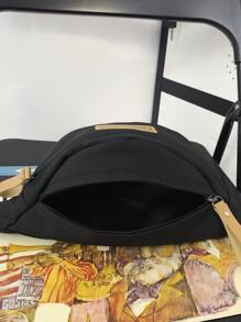 Men Letter Patch Bum Bag - Black - View 4