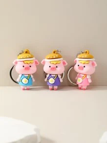 3入組卡通動物吊墜鑰匙圈 - 彩色 - 查看 1