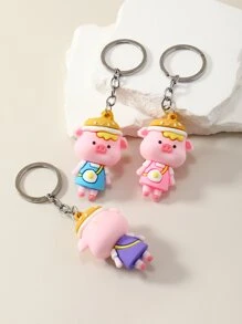 3入組卡通動物吊墜鑰匙圈 - 彩色 - 查看 4