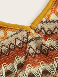 ROMWE Hippie Áo khoác và áo lót dành cho xe tăng nữ Hội Chữ thập Tương phản ràng buộc In chữ V Hình học Boho - Nhiều màu - Xem 4