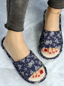 時尚臥室拖鞋適用於女士碎花圖案單帶家居拖鞋 - 彩色 - 查看 2
