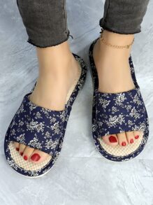 時尚臥室拖鞋適用於女士碎花圖案單帶家居拖鞋 - 彩色 - 查看 3