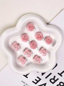 10pcs Toddler Girls Flower Decor Hair Clip
