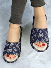 時尚臥室拖鞋適用於女士碎花圖案單帶家居拖鞋 - 彩色 - 查看 4